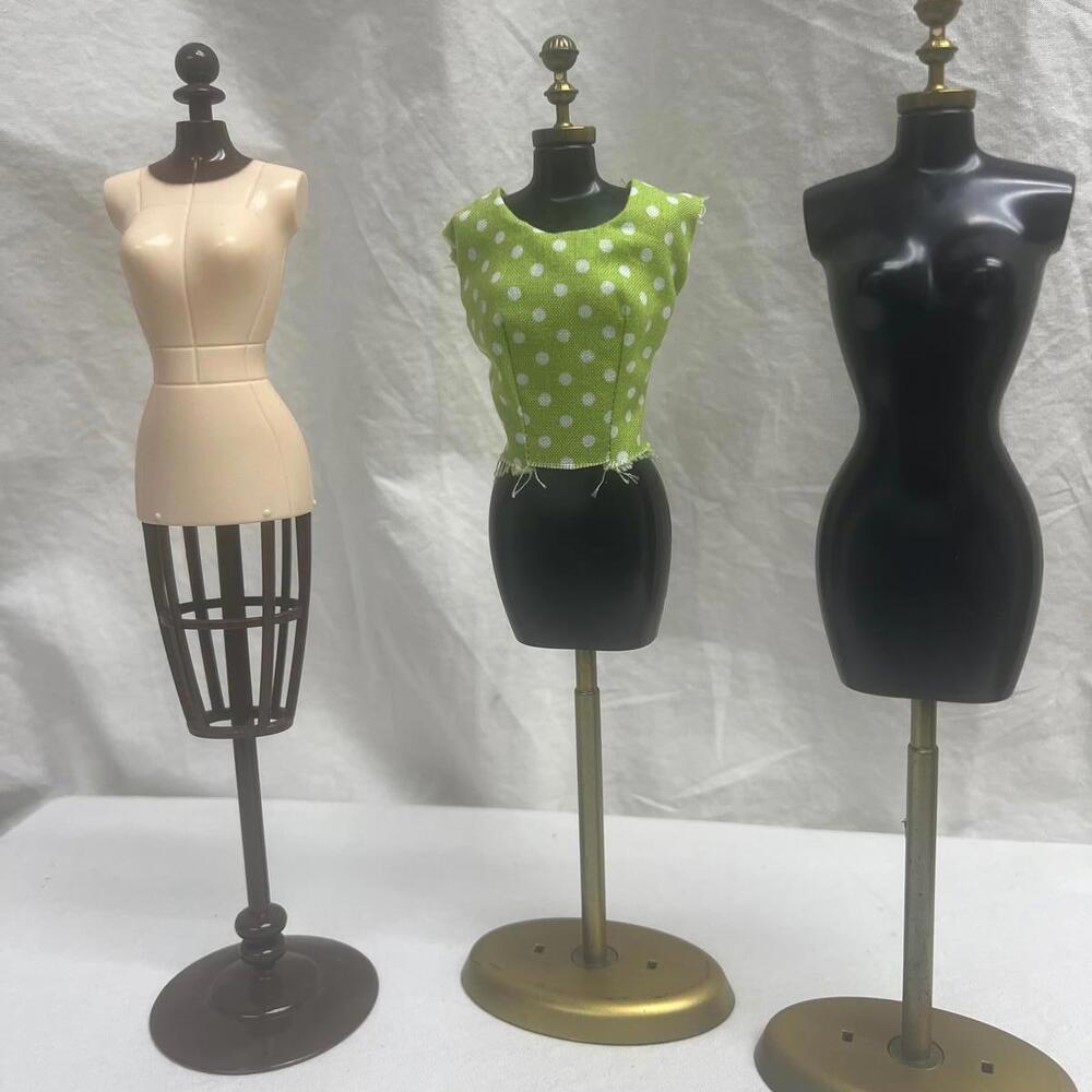 Set of 3 Mini Dressmaking Toy Mannequins Vintage 9.5" Tall
